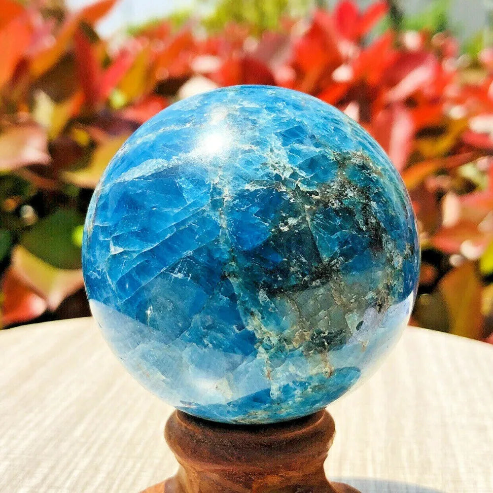 Natural Blue Apatite Crystal Sphere | Ocean Energy · Manifestation & Clarity