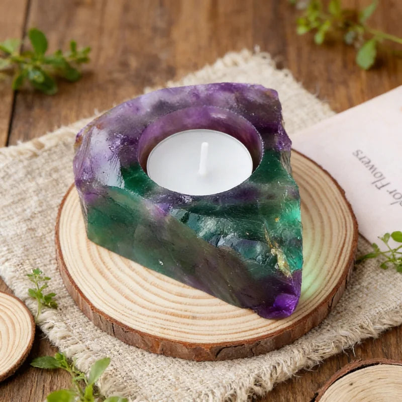 Natural Crystal Raw Stone Candle Holder — Healing Crystal Candlestick
