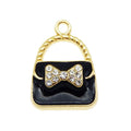 Bow & Crystal Enamel Handbag Charms – 6pcs Alloy Pendants for Jewelry Making