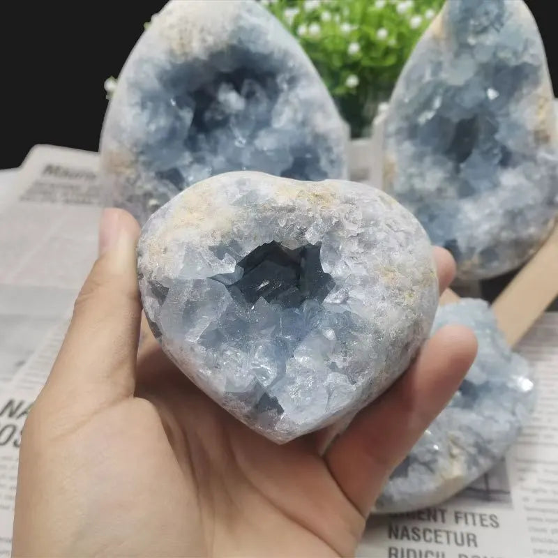 Natural Celestite Geode Cluster — Raw Blue Crystal for Healing, Calm & Home Décor