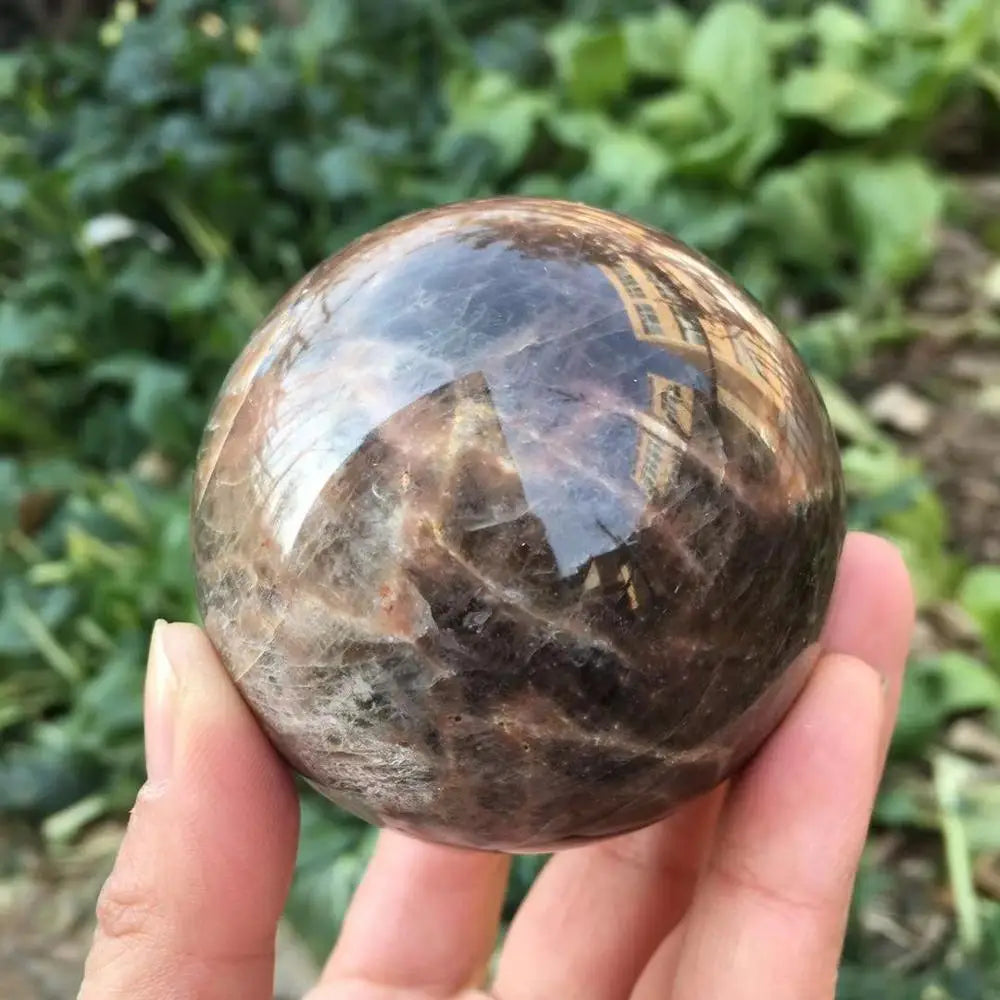 Natural Black Moonstone Sphere | Dark Lunar Magic · Protection & New Beginnings