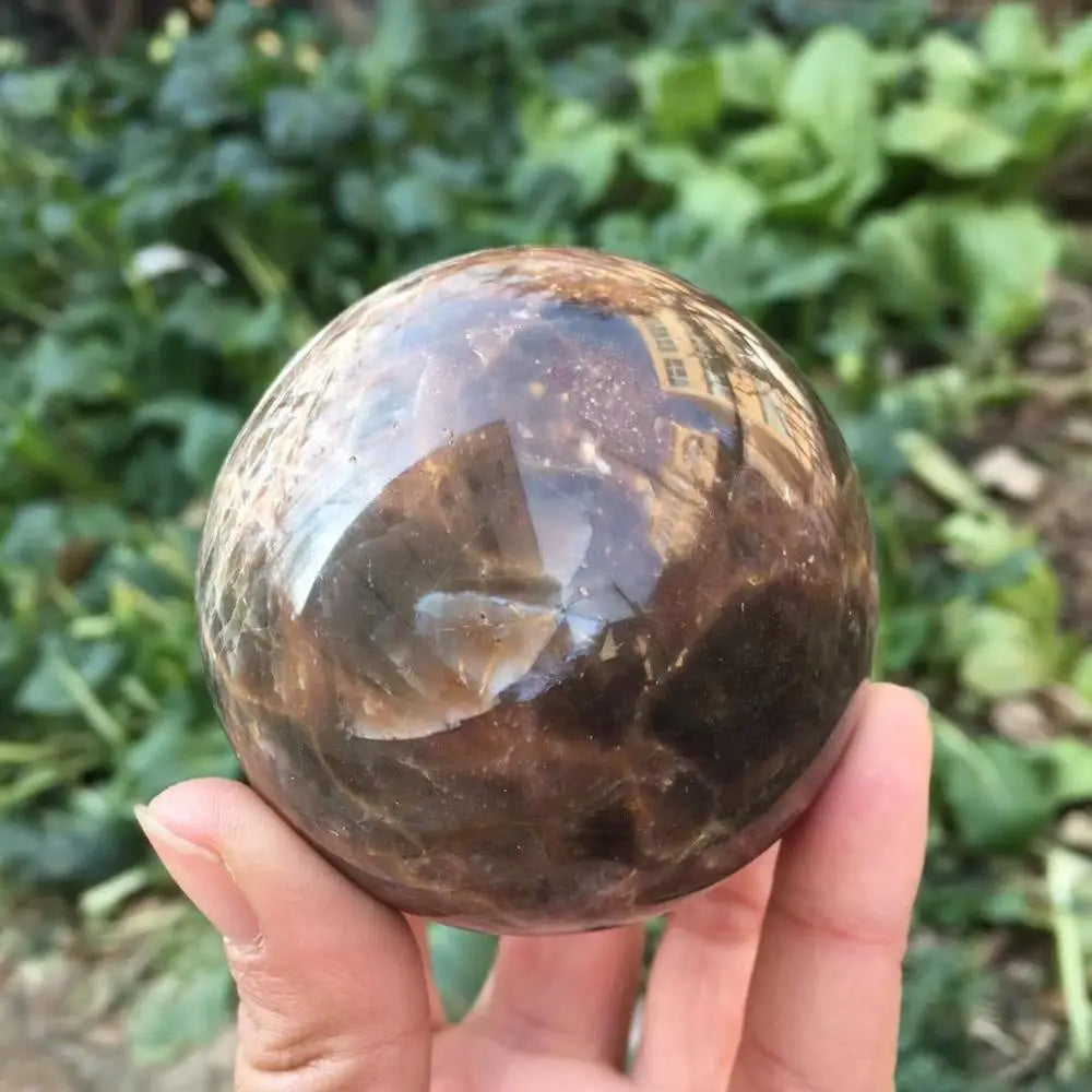 Natural Black Moonstone Sphere | Dark Lunar Magic · Protection & New Beginnings