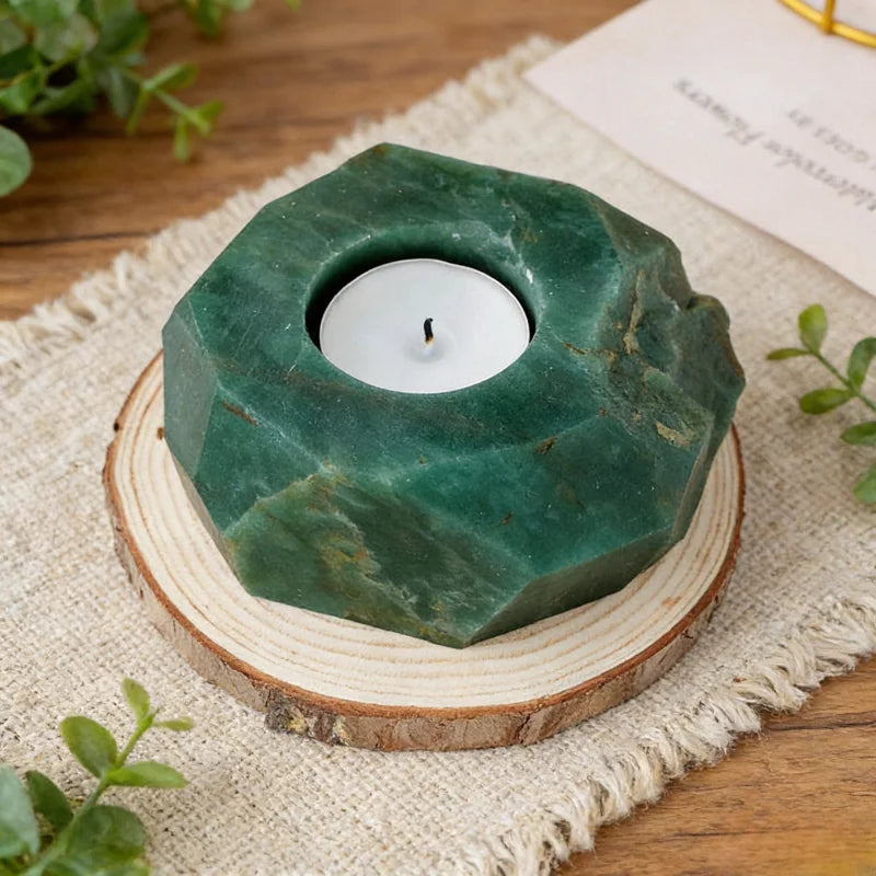 Natural Crystal Raw Stone Candle Holder — Healing Crystal Candlestick