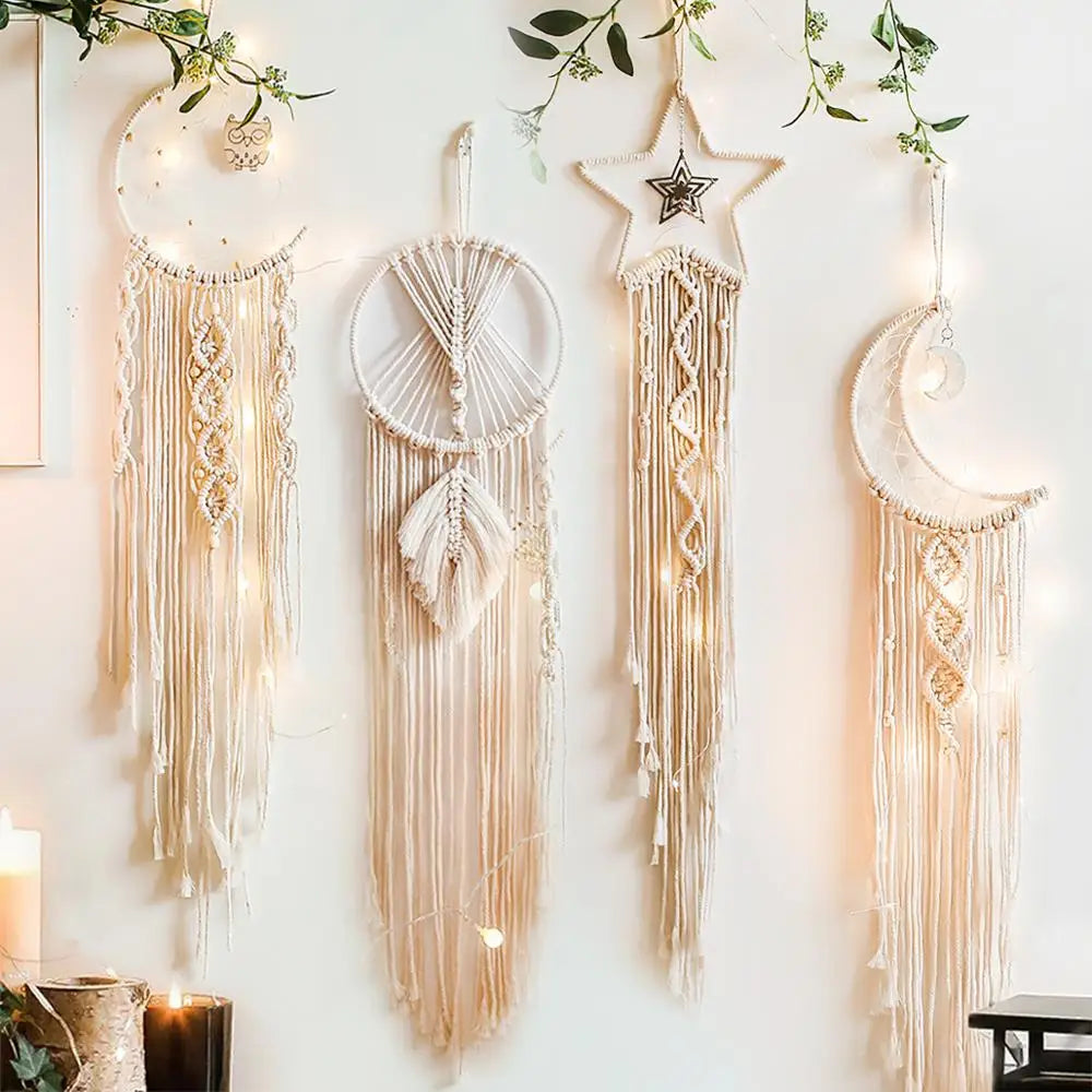 Boho Macrame Moon Dreamcatcher
