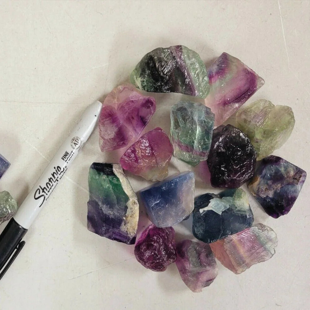 Raw Rainbow Fluorite Rough Stones | Natural Healing Crystal Specimens | 50g & 100g