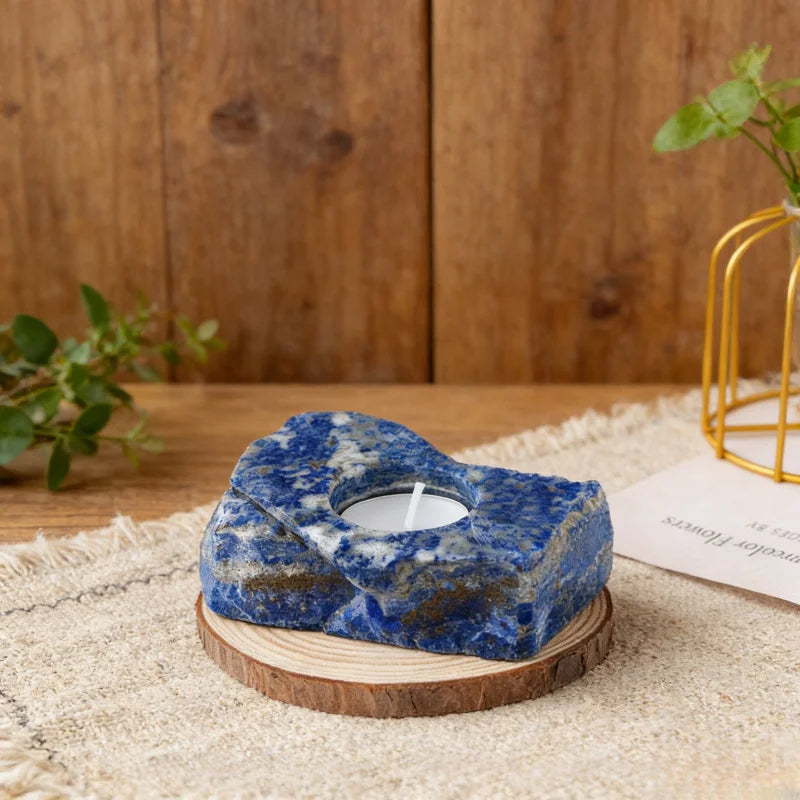 Natural Crystal Raw Stone Candle Holder — Healing Crystal Candlestick