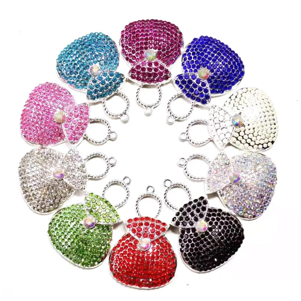 Big Purse Charms – 10pcs Alloy Bag Pendants in Silver & Gold