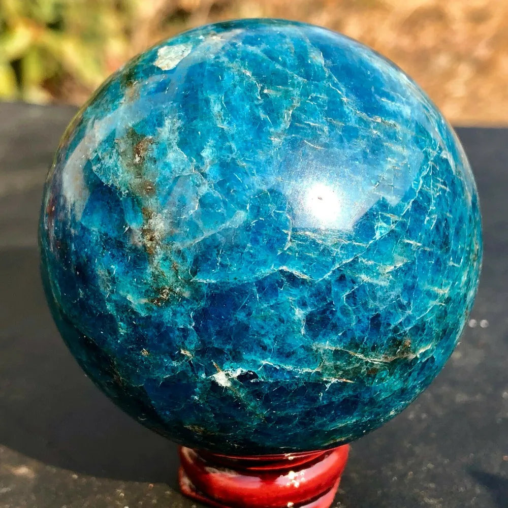 Natural Blue Apatite Crystal Sphere | Ocean Energy · Manifestation & Clarity