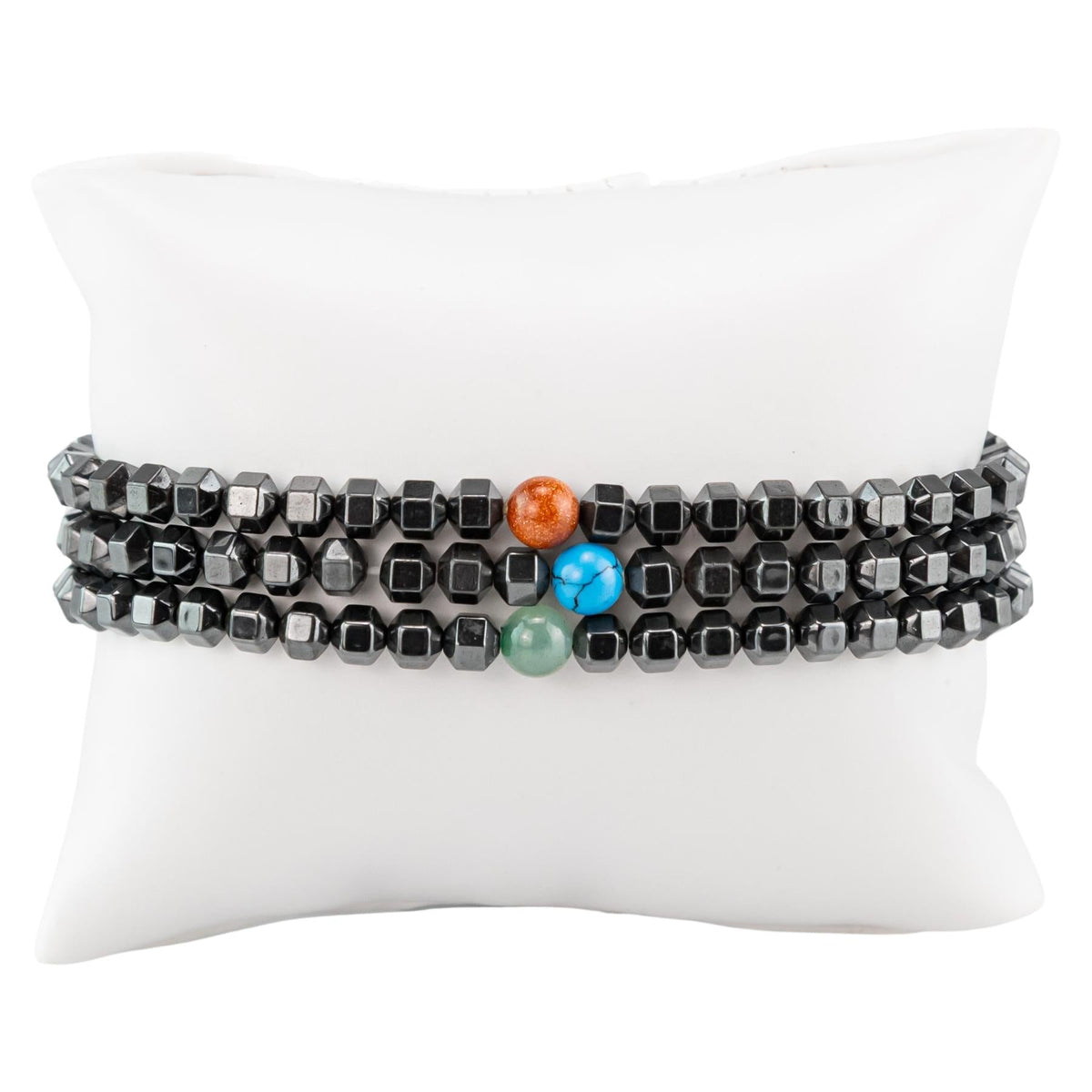 Hematite with Crystal Bead Stretch Bracelet