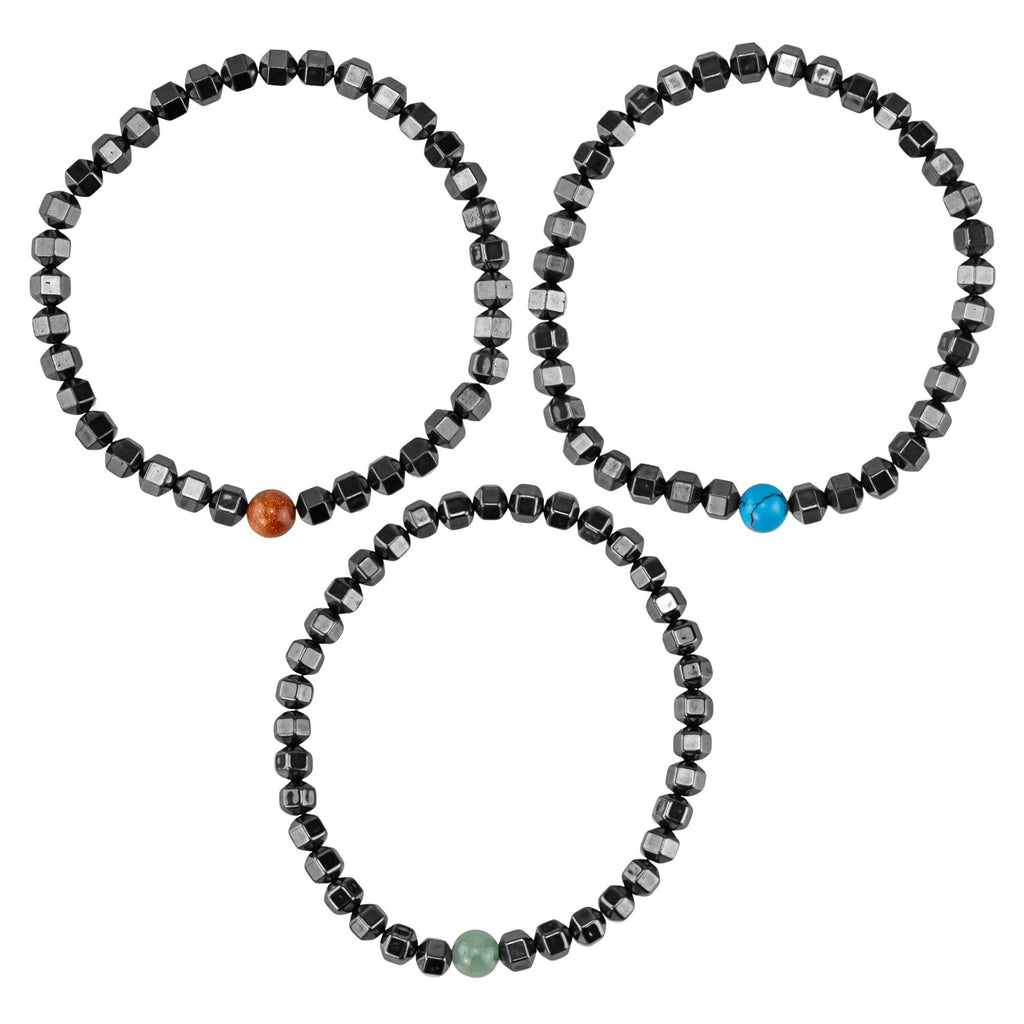 Hematite with Crystal Bead Stretch Bracelet