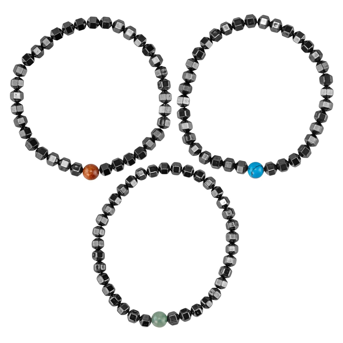 Hematite with Crystal Bead Stretch Bracelet