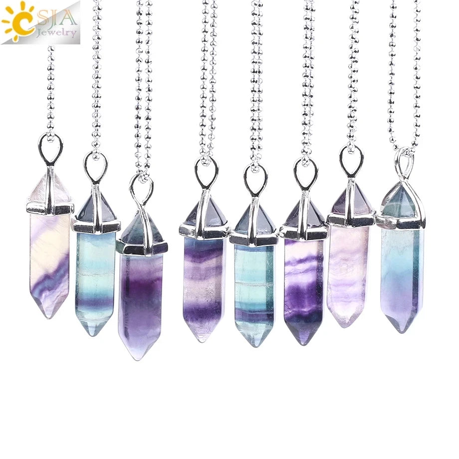 Fluorite Crystal Pillar Necklace