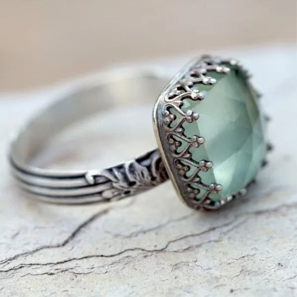 Natural Moonstone Ring | 925 Silver Plated | Pave Setting