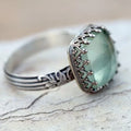 Natural Moonstone Ring | 925 Silver Plated | Pave Setting