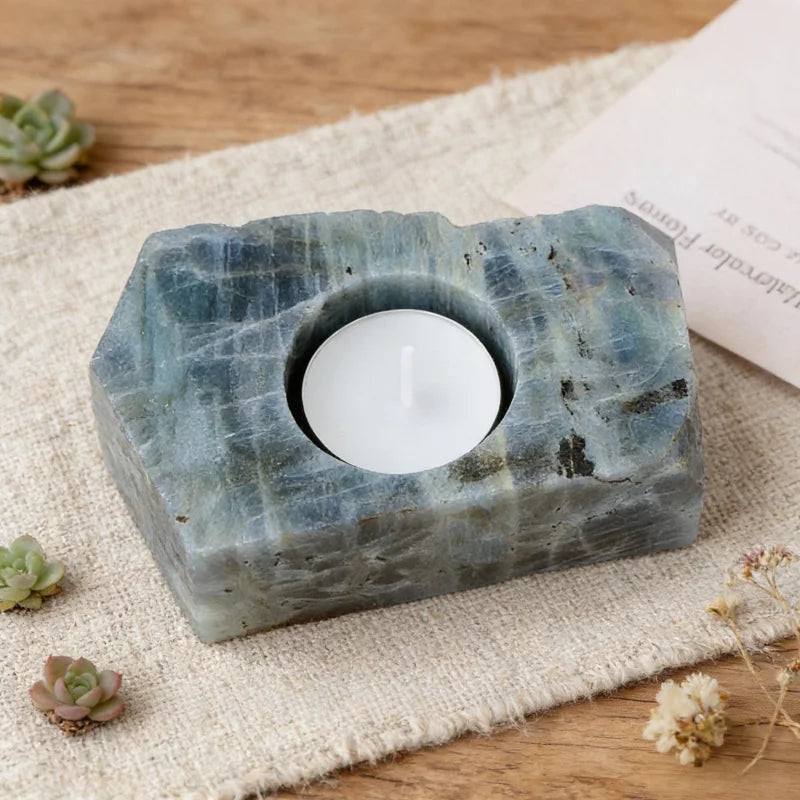 Natural Crystal Raw Stone Candle Holder — Healing Crystal Candlestick