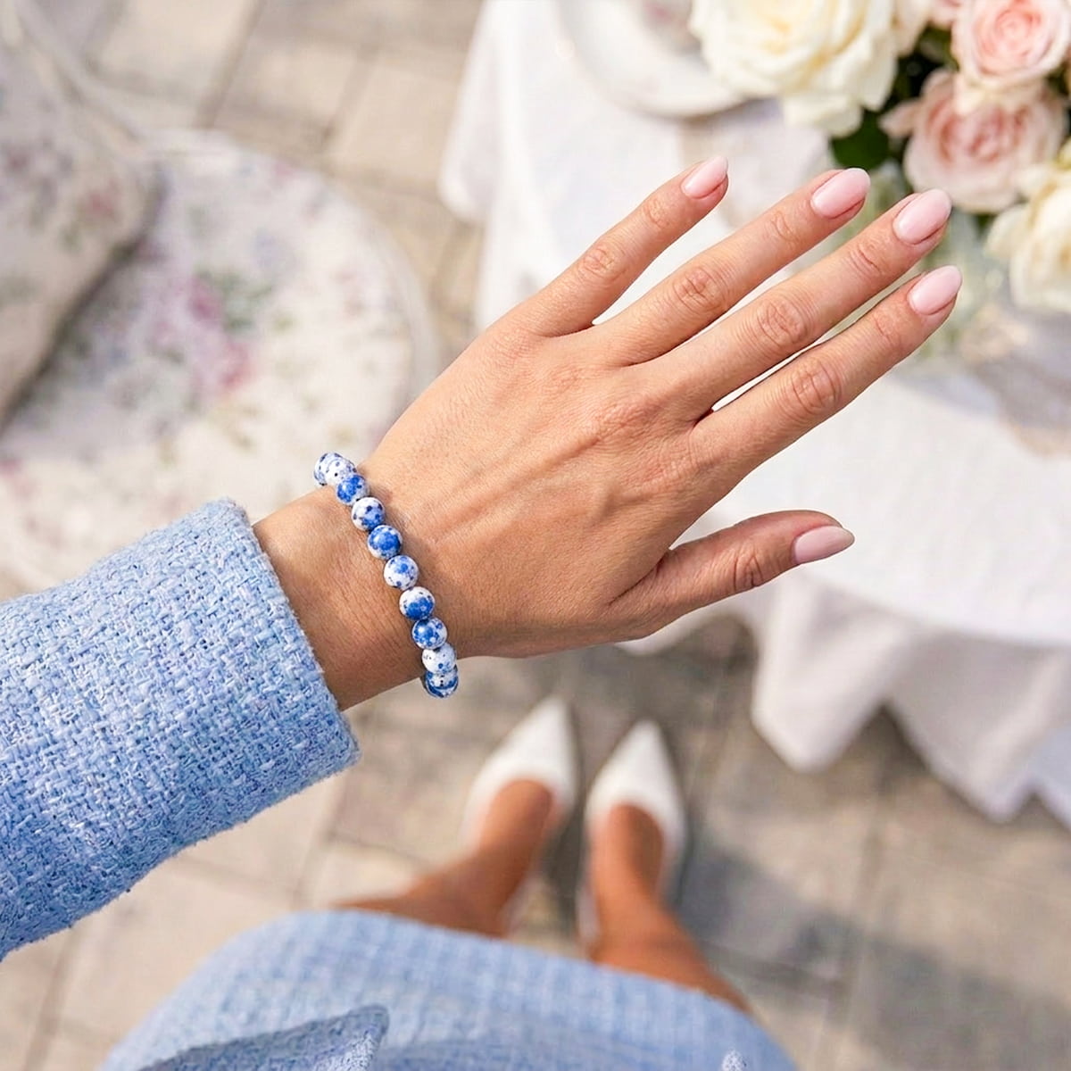 K2 Stone Beaded Bracelet | Azurite & Granite