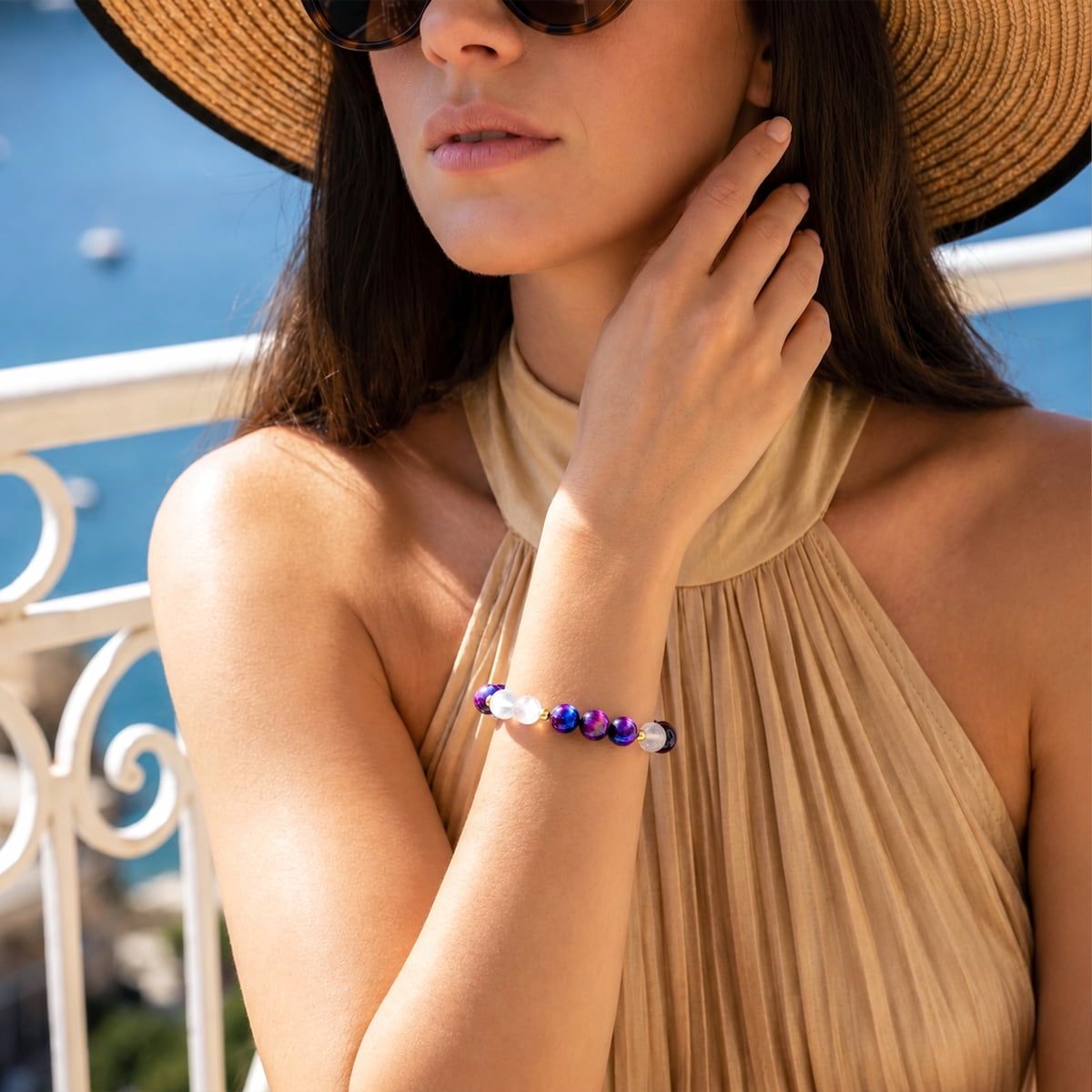 Galaxy Tiger’s Eye & Selenite Bracelet | Cosmic Duo