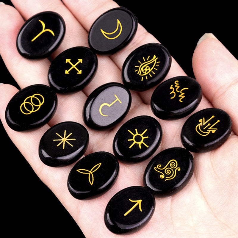 Natural Crystal Agate Rune Set (13 Pieces)