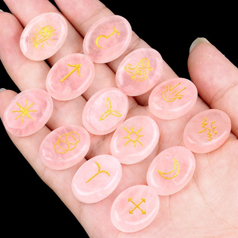 Natural Crystal Agate Rune Set (13 Pieces)