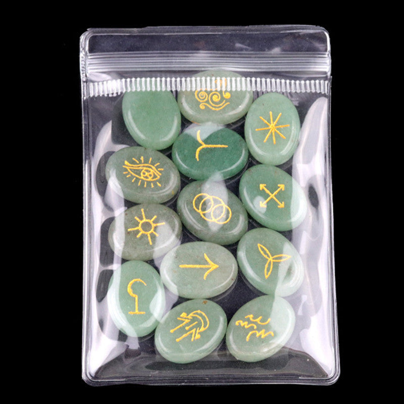 Natural Crystal Agate Rune Set (13 Pieces)