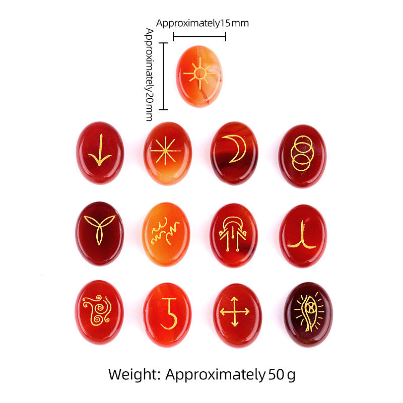 Natural Crystal Agate Rune Set (13 Pieces)