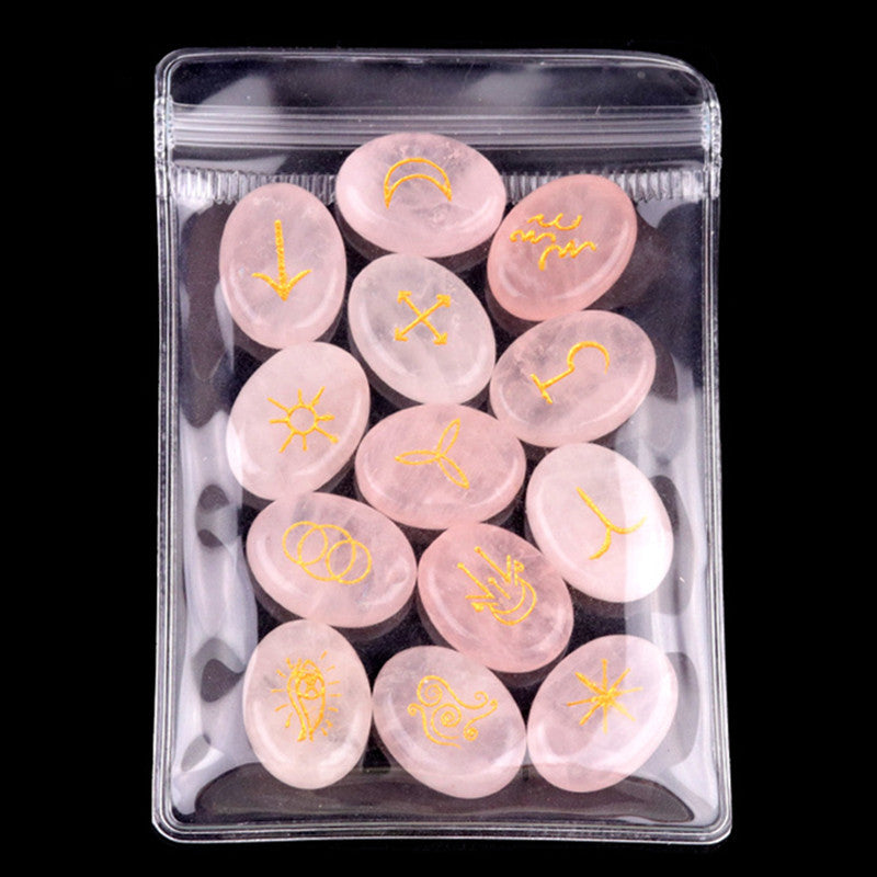 Natural Crystal Agate Rune Set (13 Pieces)