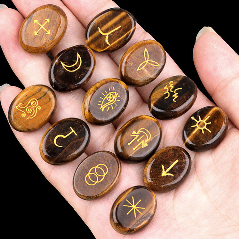 Natural Crystal Agate Rune Set (13 Pieces)