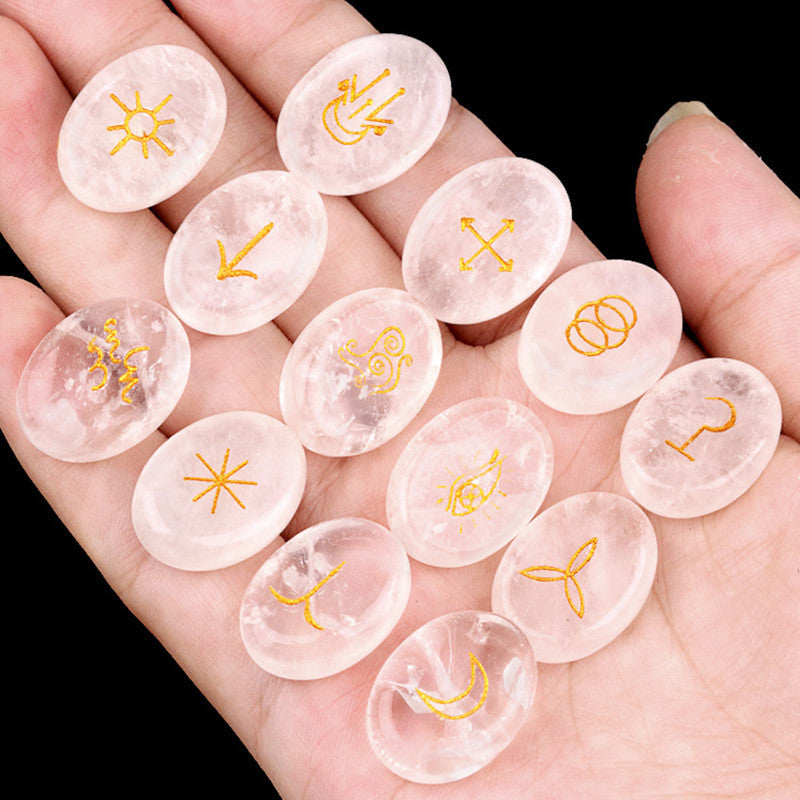 Natural Crystal Agate Rune Set (13 Pieces)
