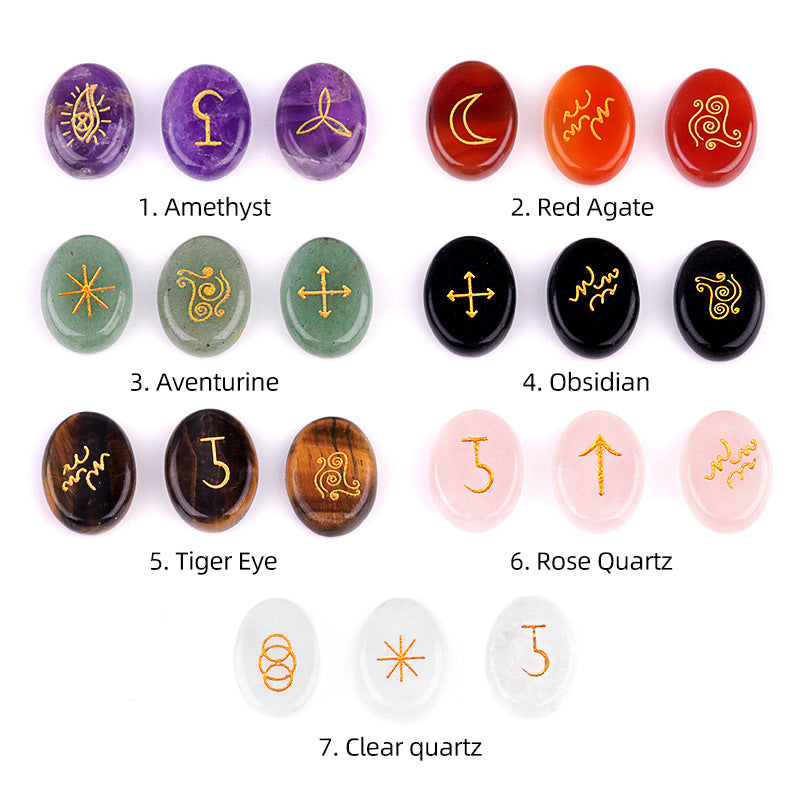 Natural Crystal Agate Rune Set (13 Pieces)