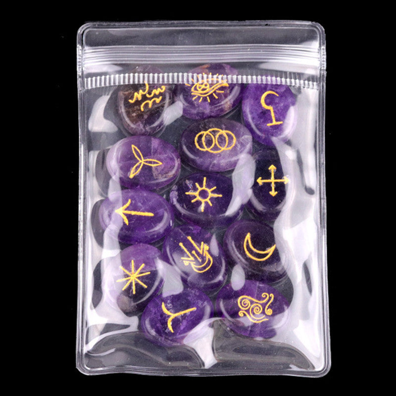 Natural Crystal Agate Rune Set (13 Pieces)