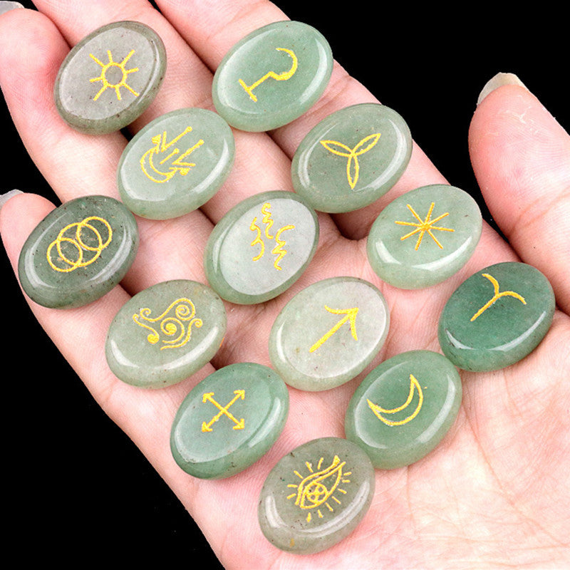Natural Crystal Agate Rune Set (13 Pieces)