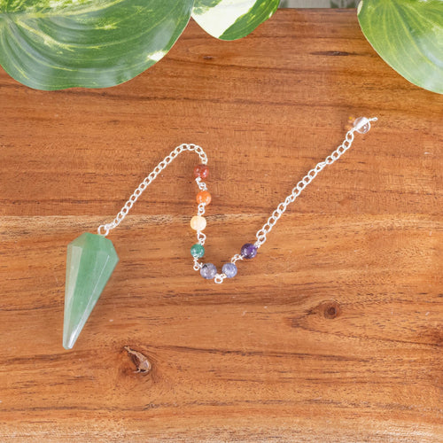 7 Chakra Faceted Green Aventurine Pendulum