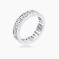 Rhodium Plated Baguette Emerald Cut Eternity Ring
