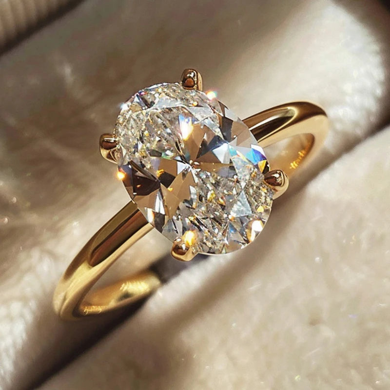 925 Sterling Silver Zircon Oval Ring