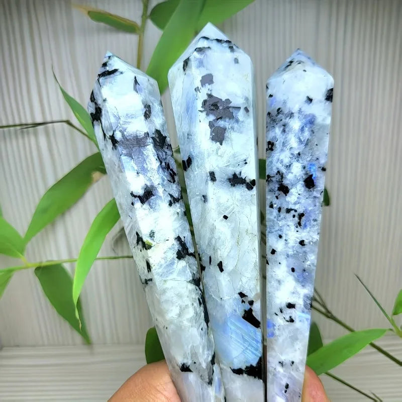 Natural Moonstone Crystal Tower — Rainbow Iridescent Boho Healing Stone