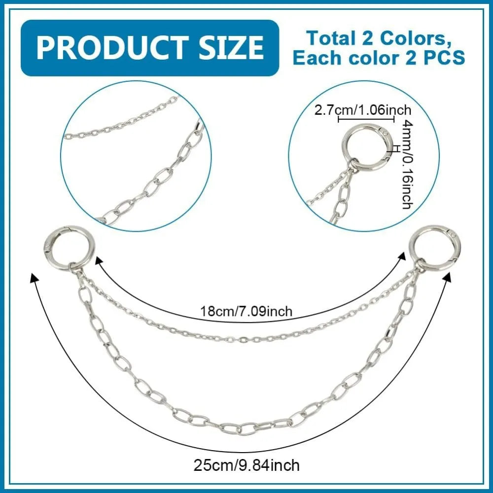 Shoe Chain Charms – Double Layer Alloy Sneaker & Boot Strap Chains for Women