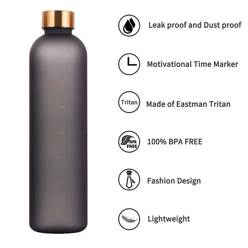 1L Time-Marker Water Bottle | Matte & Two-Tone Colors