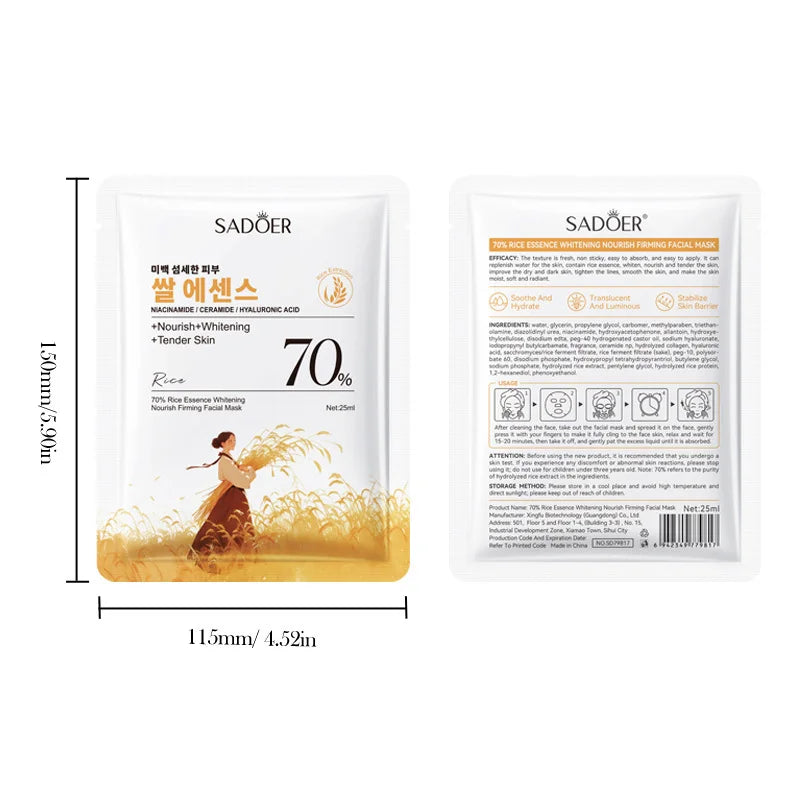 Rice Essence Face Sheet Mask – Niacinamide & Hyaluronic Acid | Korean Skincare