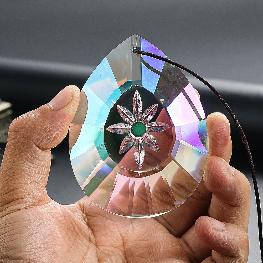 75mm Daisy Flower K9 Crystal Suncatcher Prism Pendant