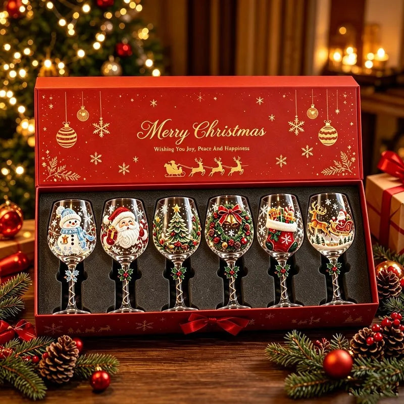 Merry & Bright Christmas Glass Goblets