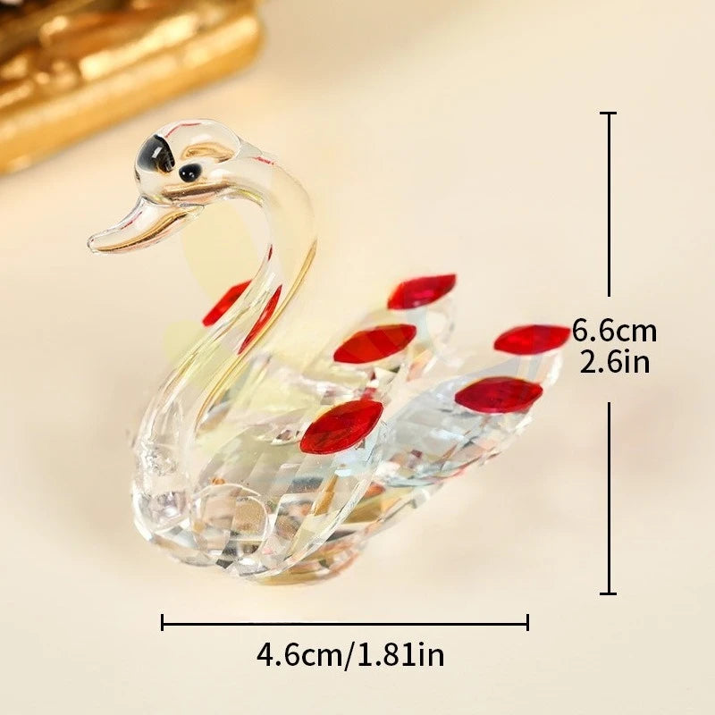 Crystal Glass Swan Ornament — Handcrafted Home Decor & Gift