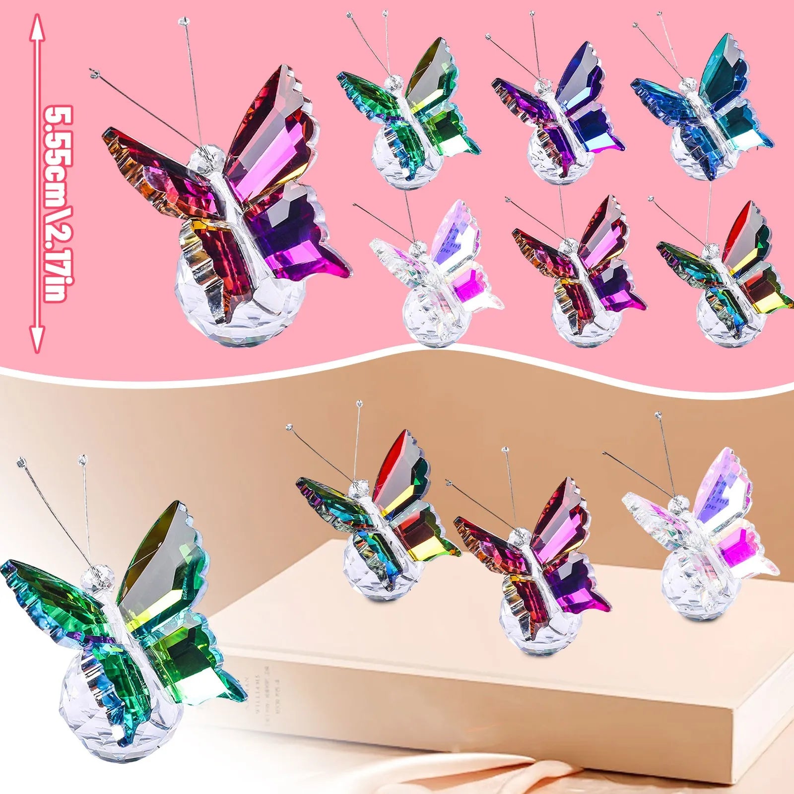 Crystal Cut Butterfly Ornament — Glass Figurine Desk & Home Décor