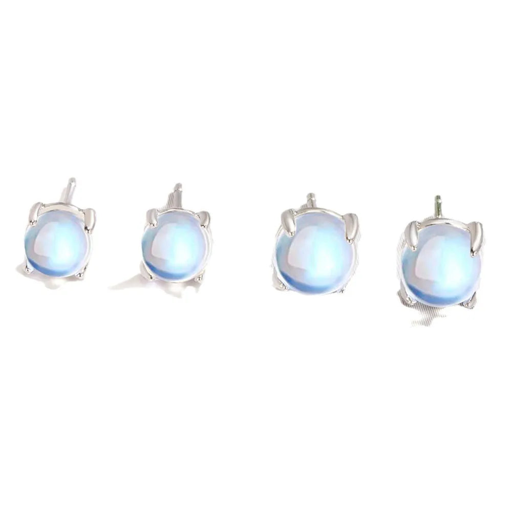 Moonstone Crystal Stud Earrings | 925 Sterling Silver | 5mm & 6mm