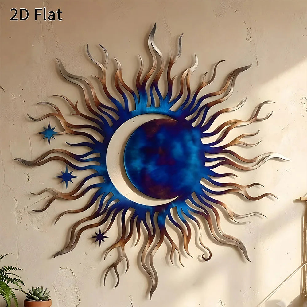 Midnight Sun & Crescent Moon Metal Wall Art