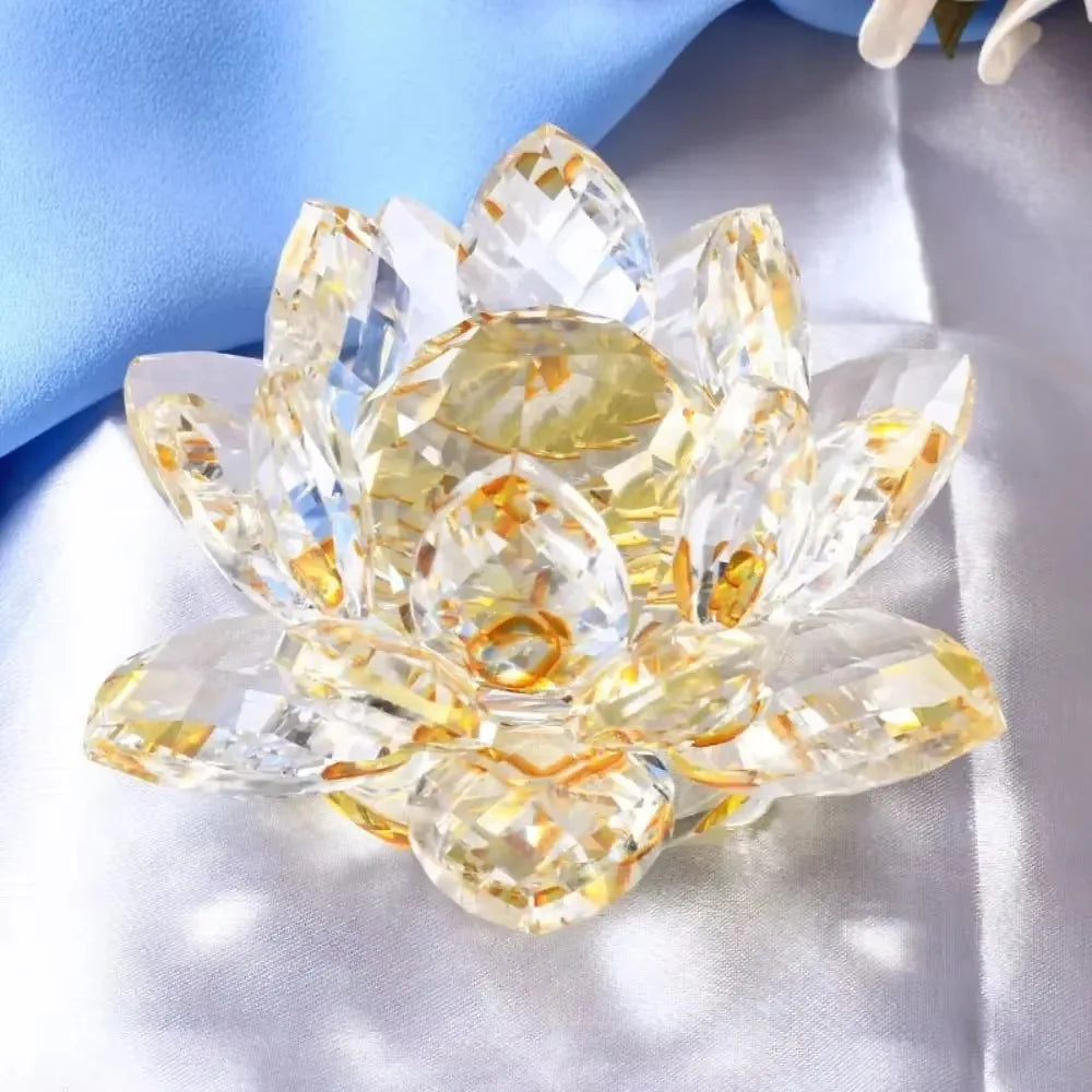 Crystal Lotus Flower Figurine — Healing Energy Home Decor & Gift