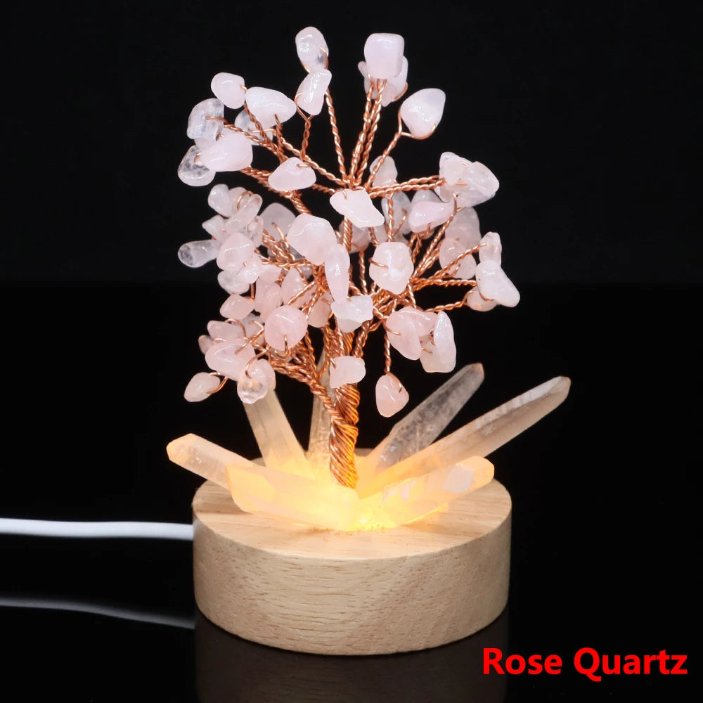 Crystal Tree Lamp – Natural Stone Reiki Healing Décor