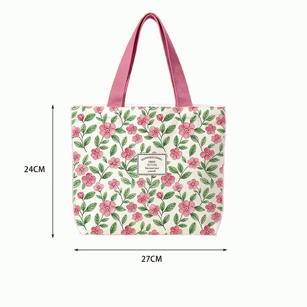 Floral & Lemon Canvas Tote Bag | Small & Large