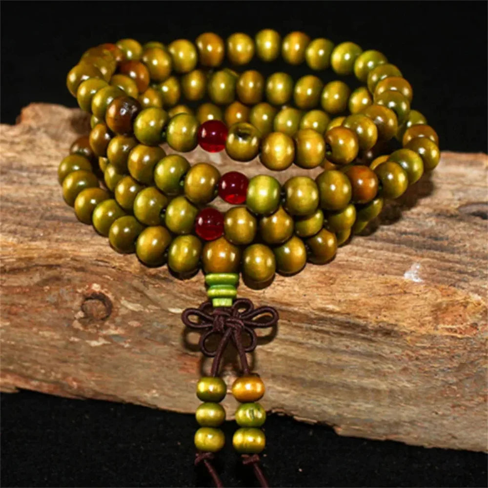 Natural Sandalwood 108 Bead Mala Bracelet
