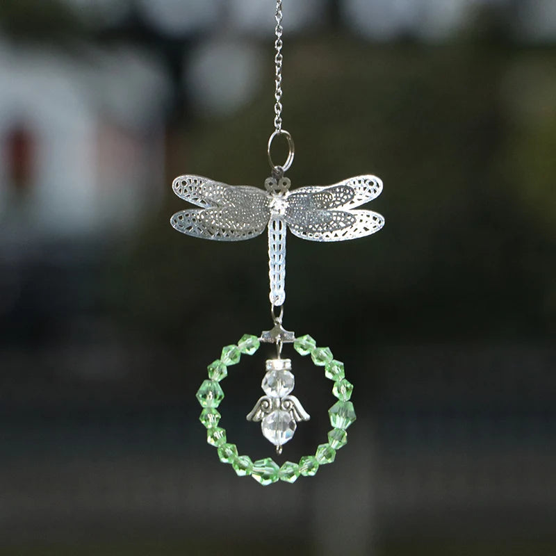 Dragonfly Crystal Suncatcher Pendant - Multicolored