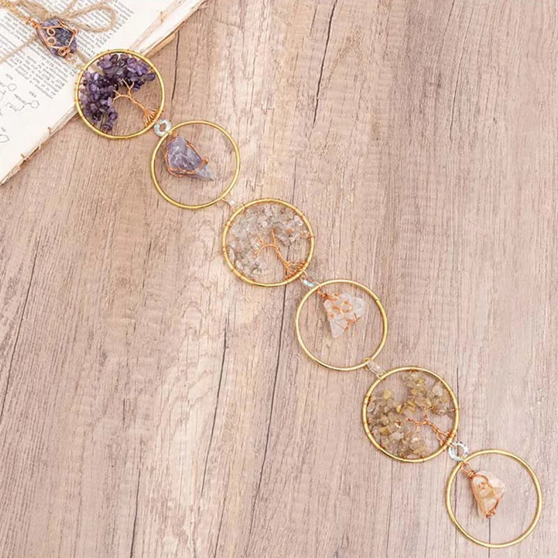 7 Chakra Crystal Tree of Life Hanging — Natural Gemstone Suncatcher